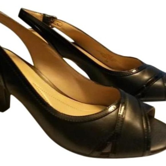 Easy Spirit Black Essenza Pumps Womens Heels Sandals Size 7 NWT Leather - Picture 1 of 7